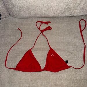 BoutineLA Red Triangle String Bikini Top